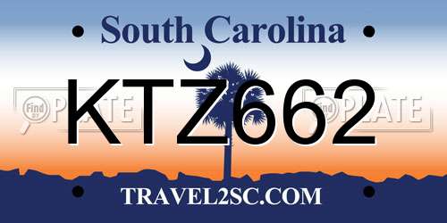 KTZ662 South Carolina License Plate