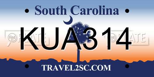 KUA314 South Carolina License Plate