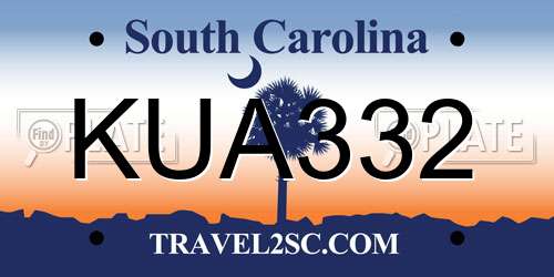 KUA332 South Carolina License Plate