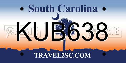 KUB638 South Carolina License Plate