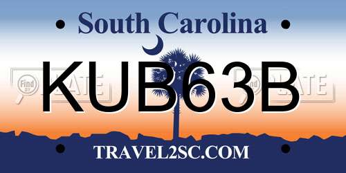 KUB63B South Carolina License Plate