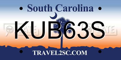 KUB63S South Carolina License Plate