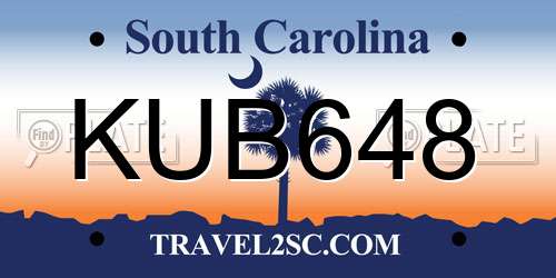 KUB648 South Carolina License Plate