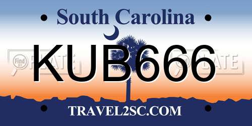 KUB666 South Carolina License Plate