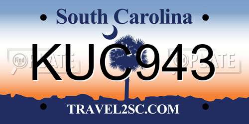 KUC943 South Carolina License Plate