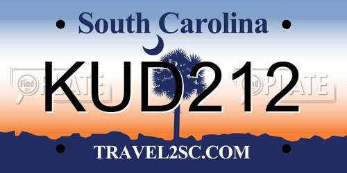KUD212 South Carolina License Plate
