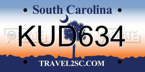 KUD634 South Carolina License Plate