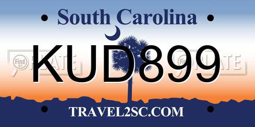 KUD899 South Carolina License Plate