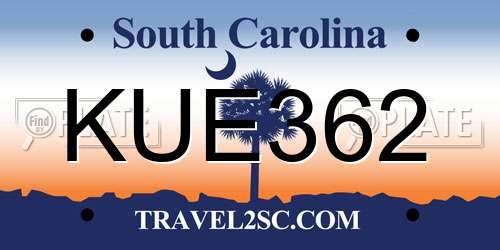 KUE362 South Carolina License Plate
