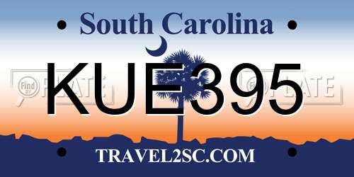 KUE395 South Carolina License Plate