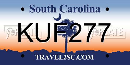 KUF277 South Carolina License Plate