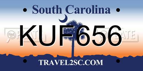 KUF656 South Carolina License Plate