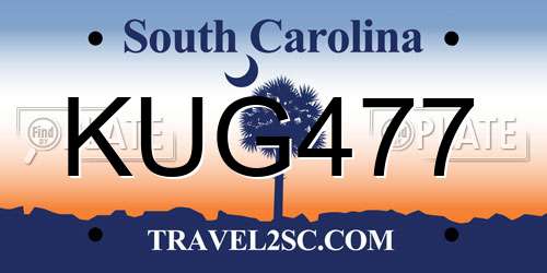 KUG477 South Carolina License Plate