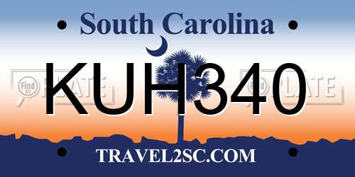 KUH340 South Carolina License Plate