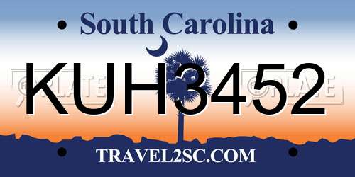 KUH3452 South Carolina License Plate