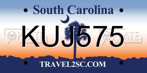 KUJ575 South Carolina License Plate
