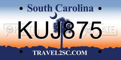 KUJ875 South Carolina License Plate
