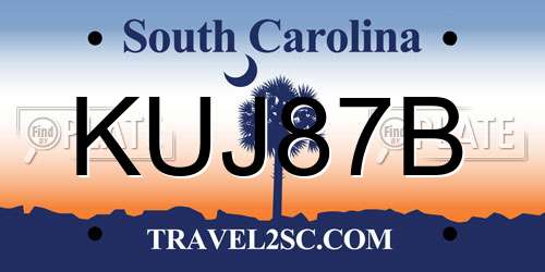 KUJ87B South Carolina License Plate