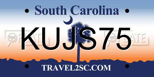 KUJS75 South Carolina License Plate