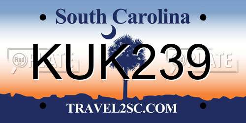 KUK239 South Carolina License Plate