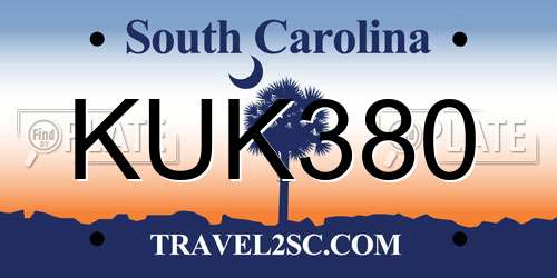 KUK380 South Carolina License Plate