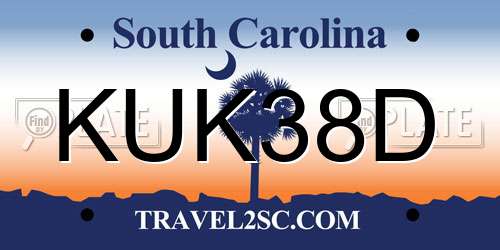 KUK38D South Carolina License Plate