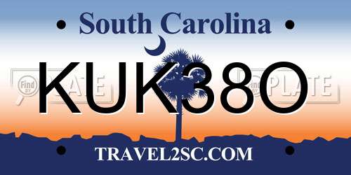 KUK38O South Carolina License Plate