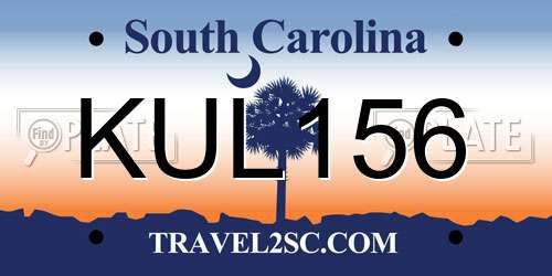 KUL156 South Carolina License Plate