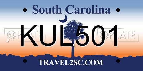 KUL501 South Carolina License Plate