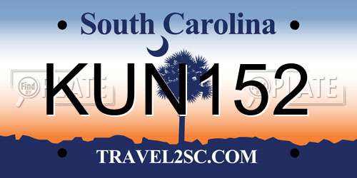 KUN152 South Carolina License Plate