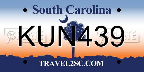 KUN439 South Carolina License Plate