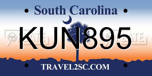 KUN895 South Carolina License Plate