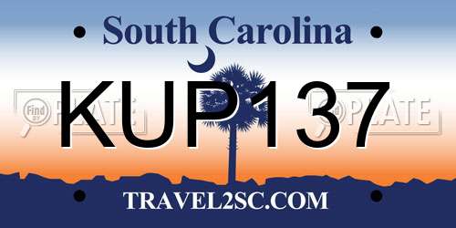 KUP137 South Carolina License Plate