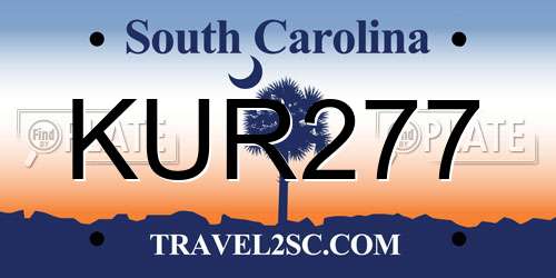 KUR277 South Carolina License Plate