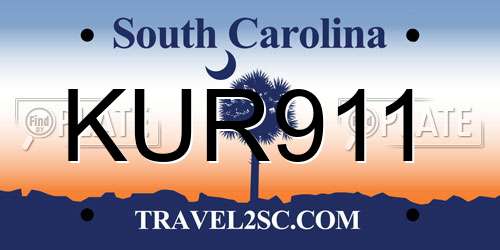KUR911 South Carolina License Plate