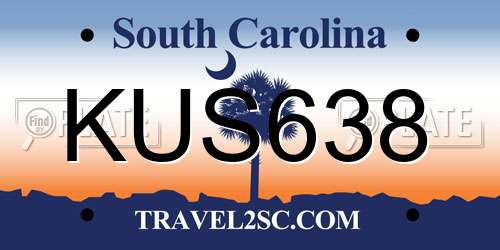 KUS638 South Carolina License Plate