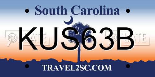 KUS63B South Carolina License Plate