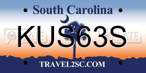 KUS63S South Carolina License Plate