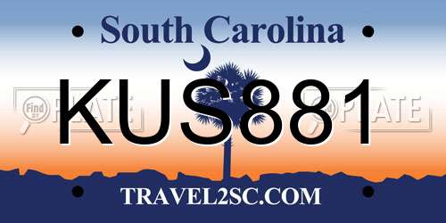 KUS881 South Carolina License Plate