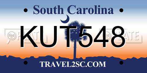 KUT548 South Carolina License Plate