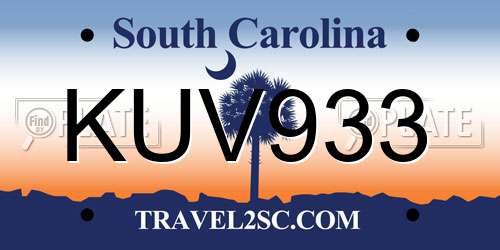 KUV933 South Carolina License Plate