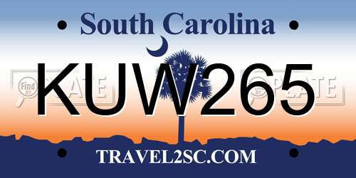 KUW265 South Carolina License Plate