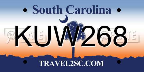 KUW268 South Carolina License Plate