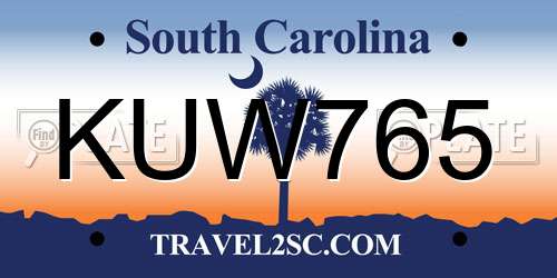 KUW765 South Carolina License Plate