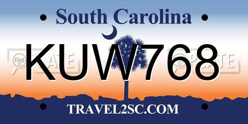 KUW768 South Carolina License Plate