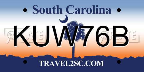 KUW76B South Carolina License Plate