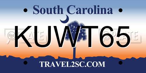 KUWT65 South Carolina License Plate
