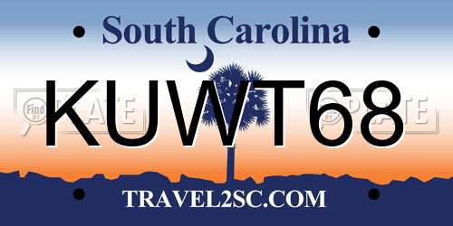 KUWT68 South Carolina License Plate