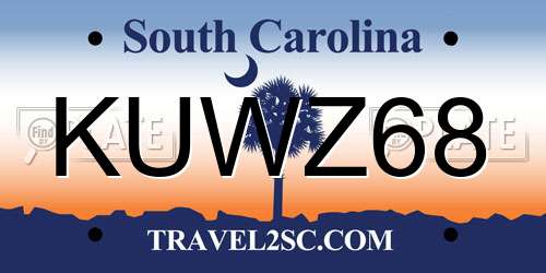 KUWZ68 South Carolina License Plate