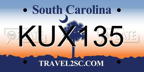 KUX135 South Carolina License Plate